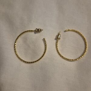 Gold Tone 925 Marked Hoop Earrings